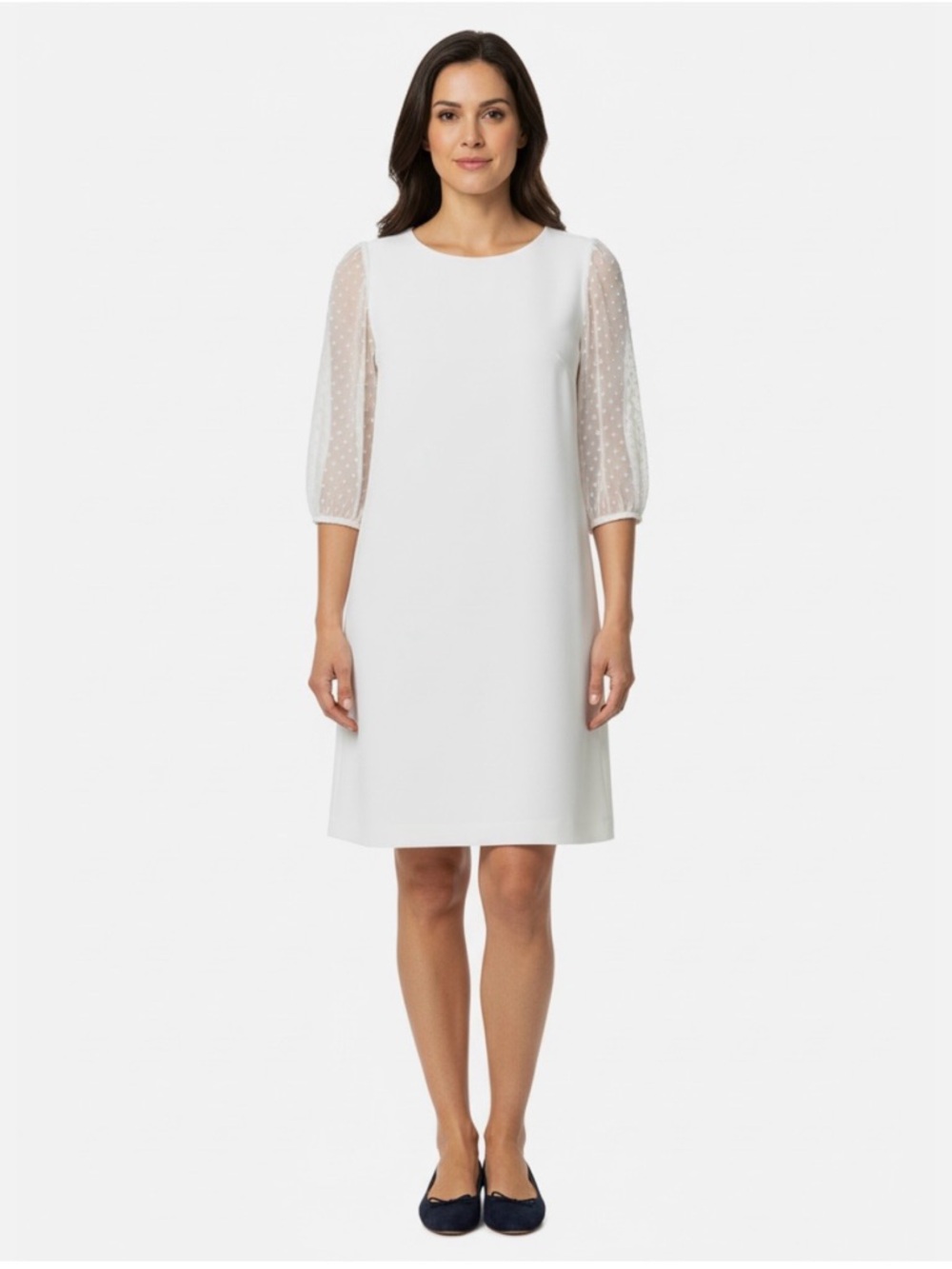 ❤️ NWT! White Sheer Sleeves DKNY Dress - Size 14